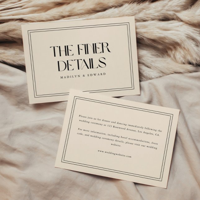 Modern Beige Cream Bold Typography Wedding Details Enclosure Card (Creator Uploaded)