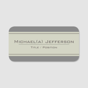 Modern Beige, Elegant Deep Grey: Chic Professional Name Tag