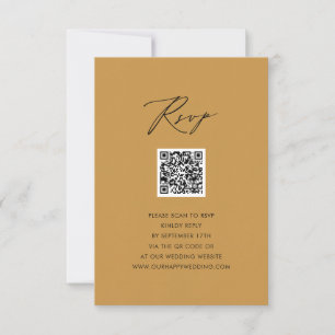 Modern Beige Elegant Script QR Wedding RSVP Card