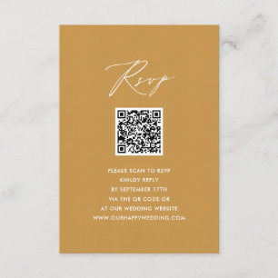Modern Beige Elegant Script QR Wedding RSVP Enclosure Card