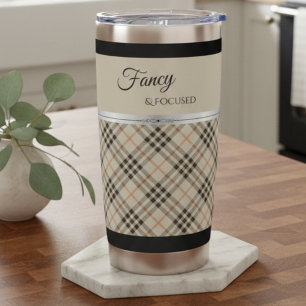 Modern Beige Fancy and Focused Boutique Plaid Insulated Tumbler