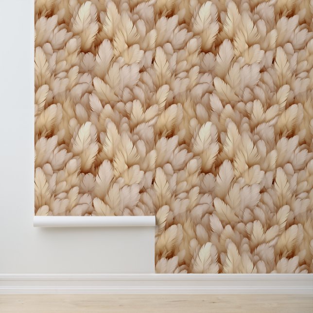 Modern beige feathers  wallpaper (Application)