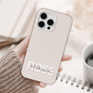 Modern Beige Feminine Script Custom Name iPhone 15 Pro Max Case