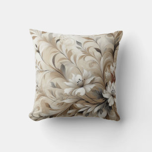 Modern Beige Flowers 4 Poster Cushion
