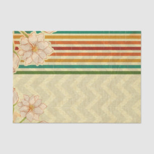 Modern Beige Flowers Tissue Paper