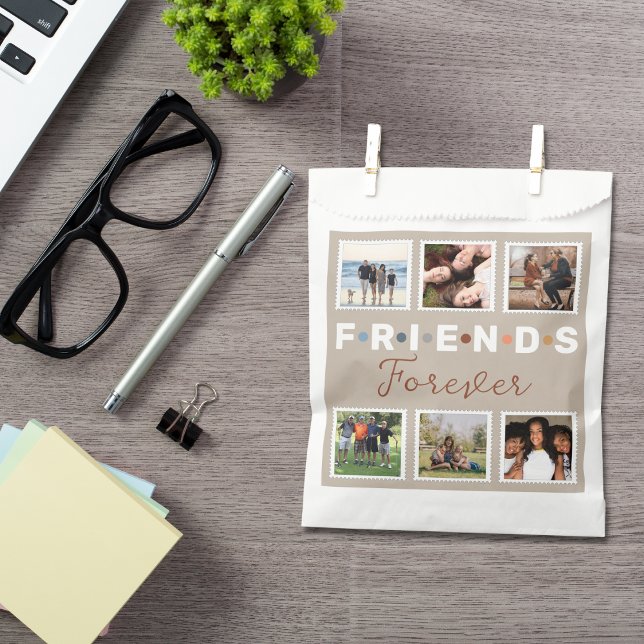 Modern Beige Friends Forever Photo Collage Favour Bag (Creator Uploaded)