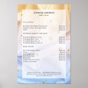 Modern, Beige Glitter Salon Price List Poster