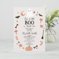 Modern Beige Halloween Little Boo Baby Shower