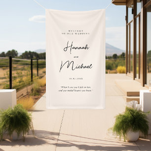 Modern, Beige, Handwriting Font, Wedding Welcome  Banner