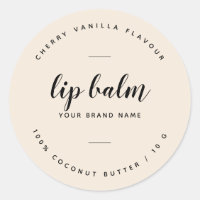 Modern beige lip balm label