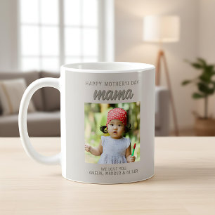 Modern Beige Mama Kids Photo Mother's Day Coffee Mug