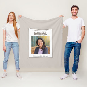 Modern Beige Mama Kids Photo Mother's Day  Fleece Blanket