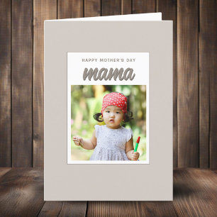 Modern Beige Mama Kids Photo Mother's Day  Holiday Card