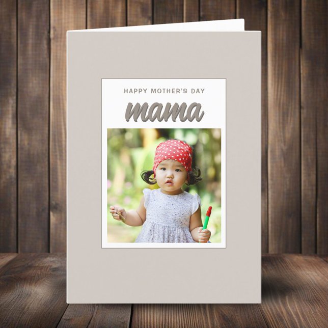 Modern Beige Mama Kids Photo Mother's Day  Holiday Card (Creator Uploaded)