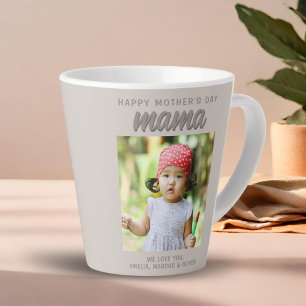 Modern Beige Mama Kids Photo Mother's Day  Latte Mug