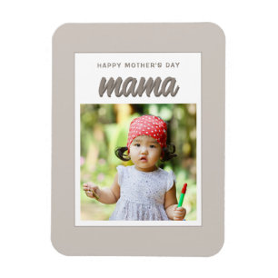 Modern Beige Mama Kids Photo Mother's Day  Magnet