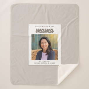 Modern Beige Mama Kids Photo Mother's Day  Sherpa Blanket