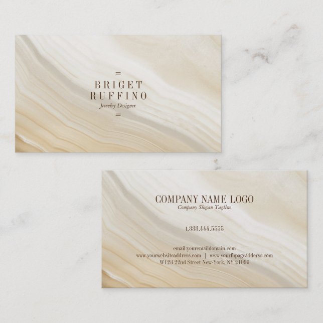 Modern Beige Marble Business Card (Front/Back)