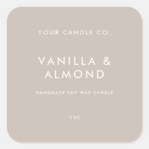 Modern Beige Minimalist Candle Label