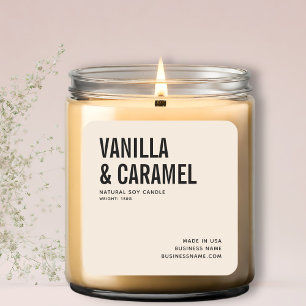 Modern beige minimalist soy candle product label