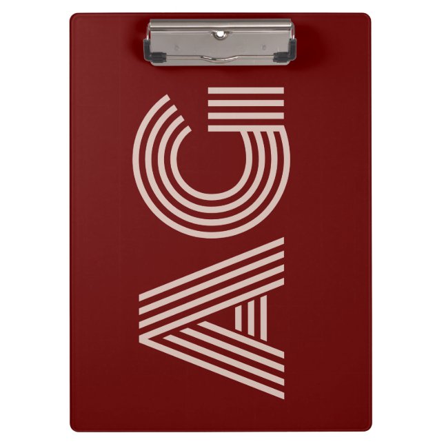 Modern Beige Monogram and Wine Clipboard (Front)