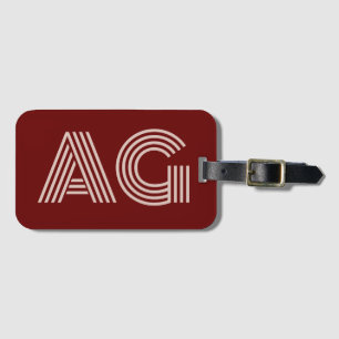 Modern Beige Monogram and Wine Luggage Tag