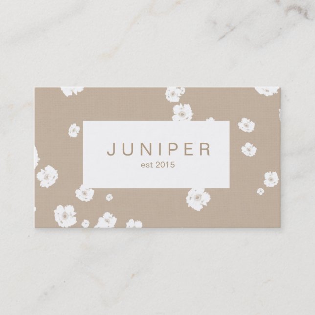 Modern Beige Natural and White Flower Business Card (Front)