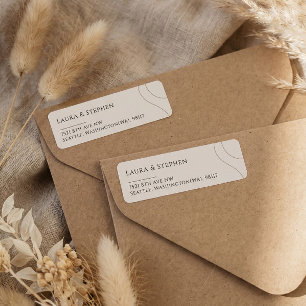 Modern Beige Neutral Couple Wedding Return Address Label