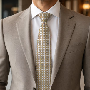 Modern Beige Octagon Pattern Tie