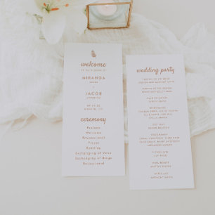 Modern Beige Palm Leaf Summer Wedding Program