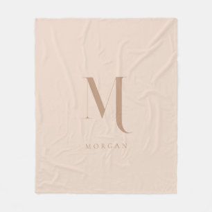 Modern Beige Personalised Monogram Fleece Blanket