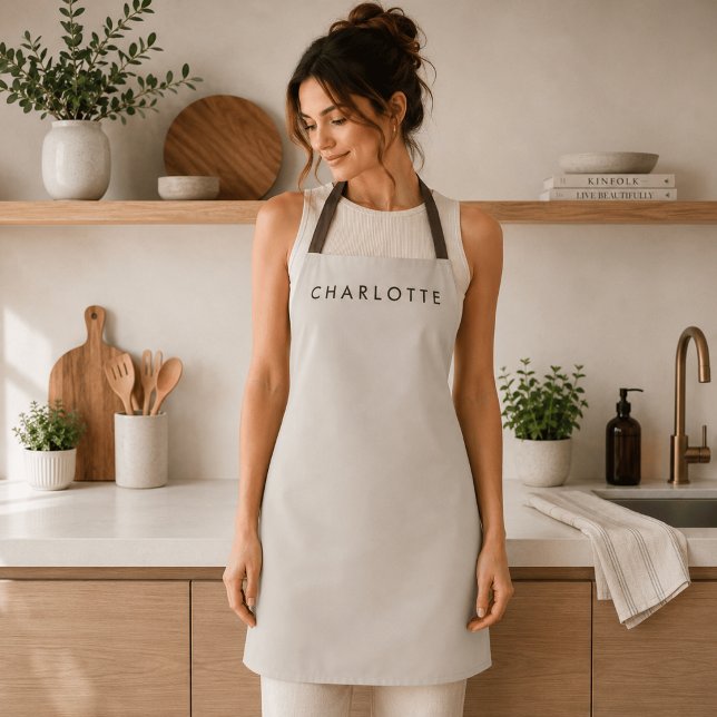 Modern Beige Personalised Name Apron (Creator Uploaded)