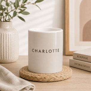 Modern Beige Personalised Name Coffee Mug