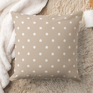 Modern Beige Polka Dots Throw Pillow