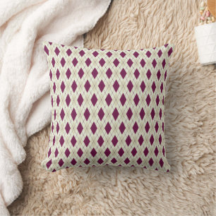 Modern Beige Purple Argyle Geometric Cushion