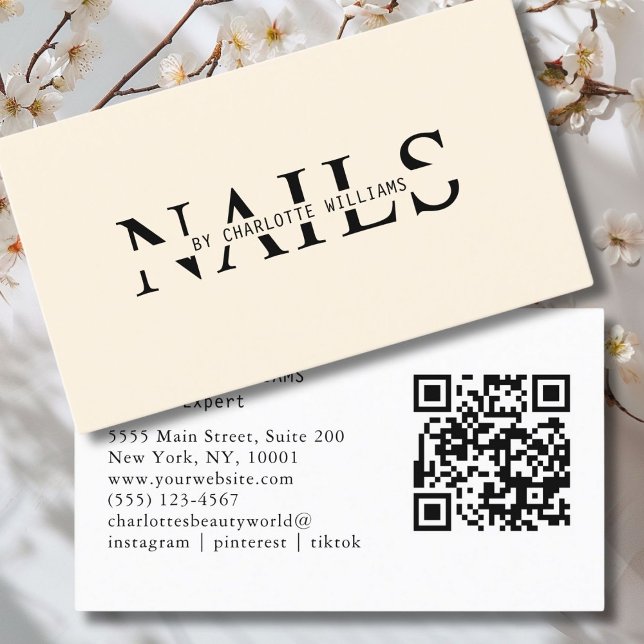 Modern, Beige, QR Code Business Card (Modern, Beige, QR Code Business Card. Perfect for Beauty, Nails, Lashes, Hair experts and more.)