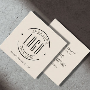 Modern beige simple add your logo  square business card