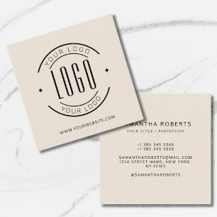 Modern beige simple add your logo  square business card