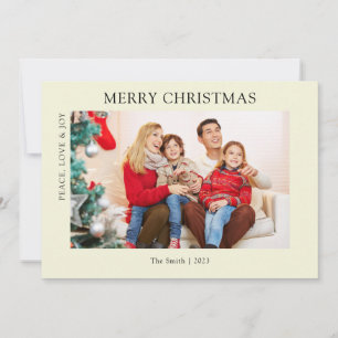 Modern Beige Simple Photo Christmas Holiday Card