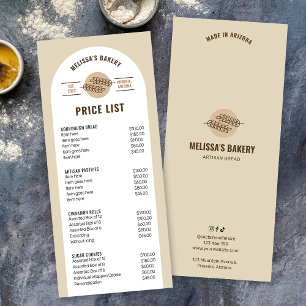 Modern Beige Sourdough Bread Bakery Price List Rack Card
