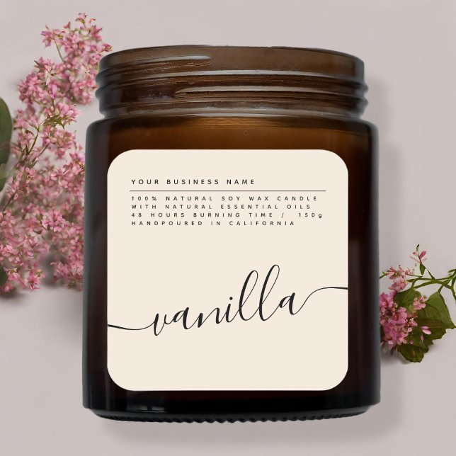 Modern beige soy candle label  (Creator Uploaded)