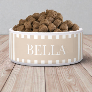 Modern Beige Stripes Pattern Personalised Dog Pet