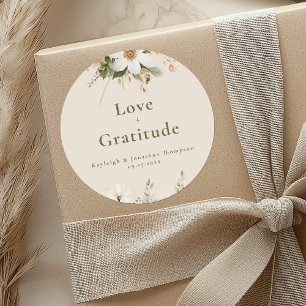 Modern Beige Watercolor Floral Wedding Classic Round Sticker