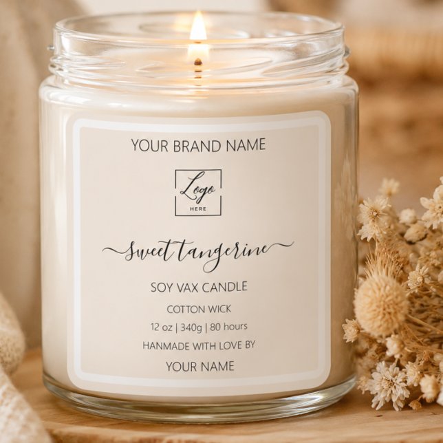 Modern beige white Personalised Candle Label (Creator Uploaded)