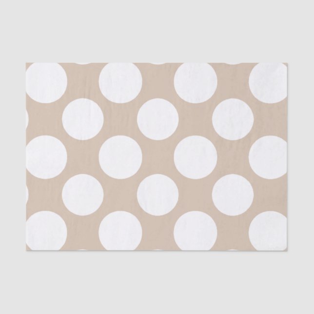 Modern Beige White Polka Dots Pattern Tissue Paper (Front)