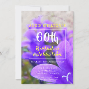 Modern Bellflower Purple Photo 60th Birthday Party Invitation