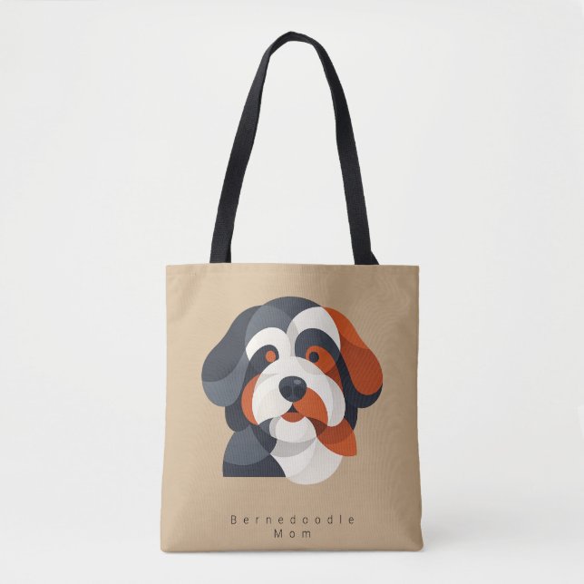 Modern Bernedoodle Mum Tote Bag - Geometric Tri-Co (Front)