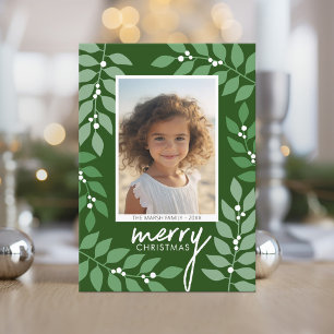 Modern berries eucalyptus branches - photo olive holiday card