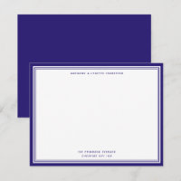 Modern Berry Blue Border Name & Address Note Card