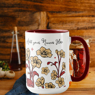 Modern Berry & Brunt Brown FLORAL personalise Mug